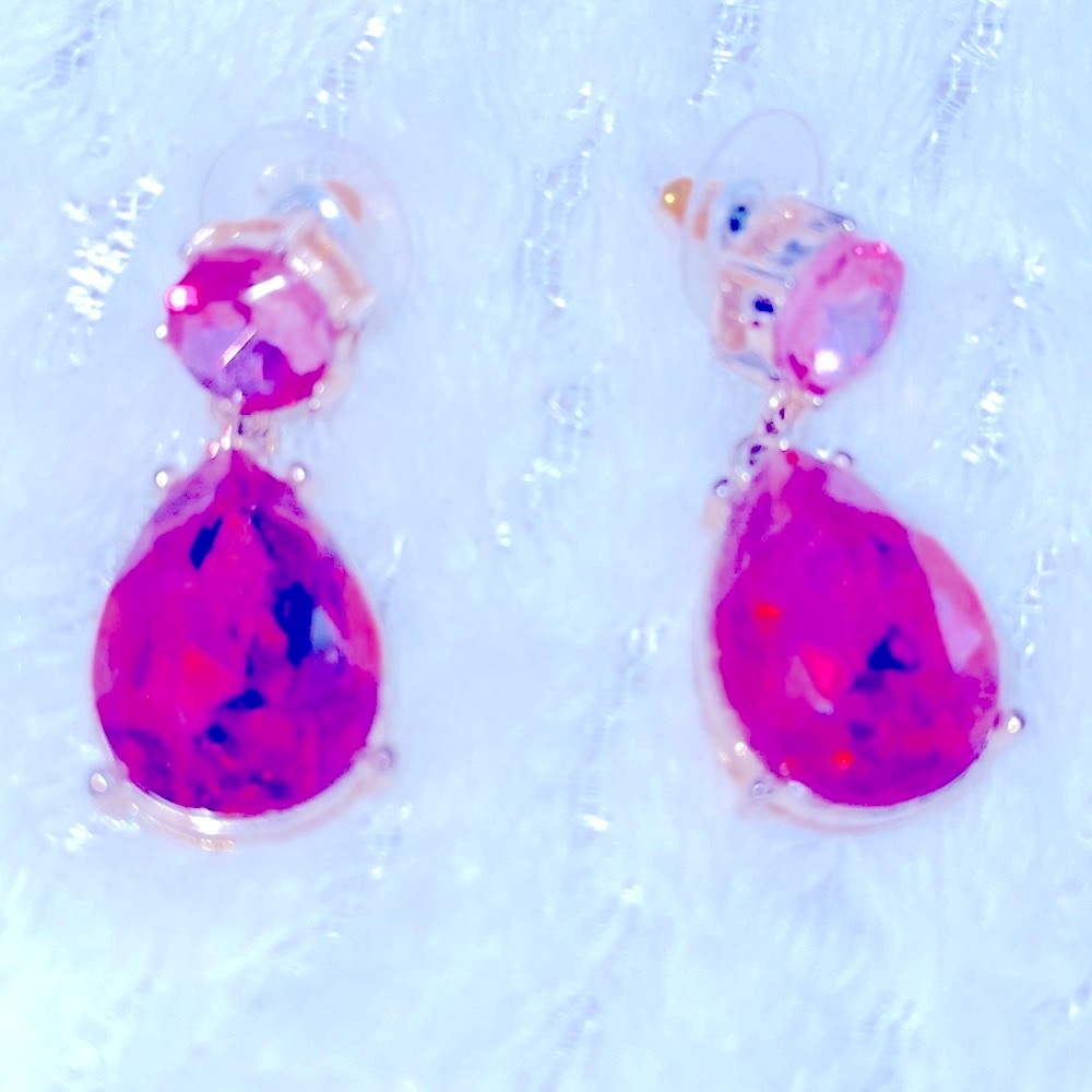 Hot Pink Barbie Core drop luxury black tie earrings valentines
